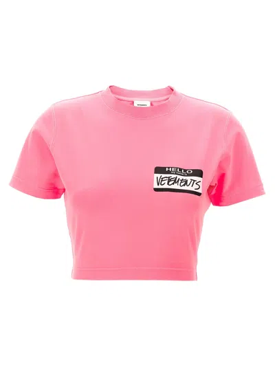 VETEMENTS HELLO MY NAME IS VETEMENTS CROPPED T-SHIRT