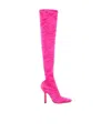 Vetements Velvet Over-the-knee Boomerang Boots In Pink
