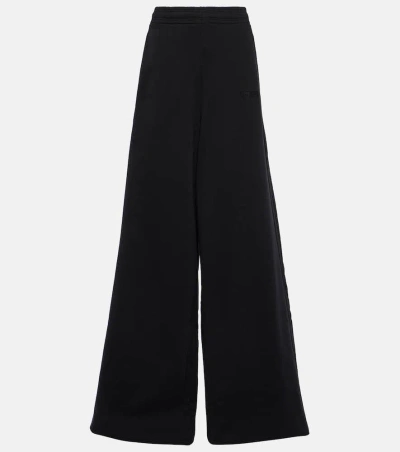 Vetements High-rise Cotton-blend Wide-leg Trousers In Black