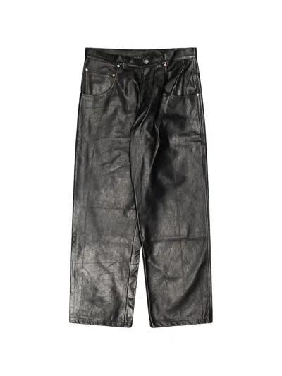 Vetements Hip-hop Leather Track Pants In Gray