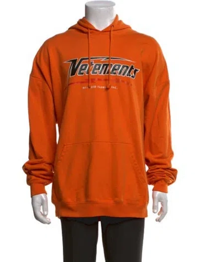 Pre-owned Vetements Hi-speed Logo Graphic Print Hoodie In Orange