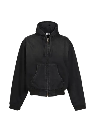 Vetements Hooded Denim Jacket In Blue