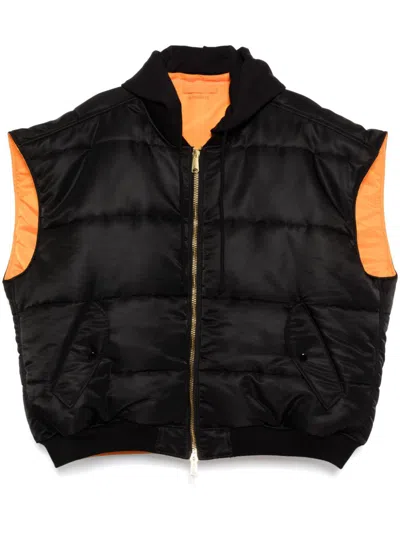 Vetements Hooded Logo Bomber Vest In Multicolor
