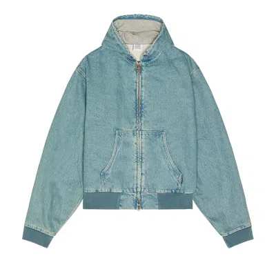 Pre-owned Vetements Hooded Workwear Denim Jacket 'vintage Mid Blue' | Men's Size L