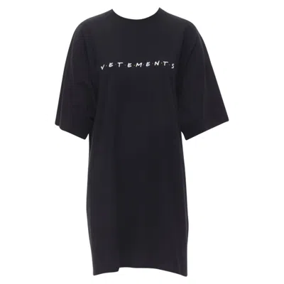 Vetements Iends Logo Embroide Limited Edition Cotton Long Tshirt In Black