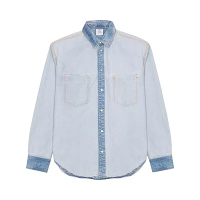 Pre-owned Vetements Inside Out Denim Shirt 'blue' | Men's Size L