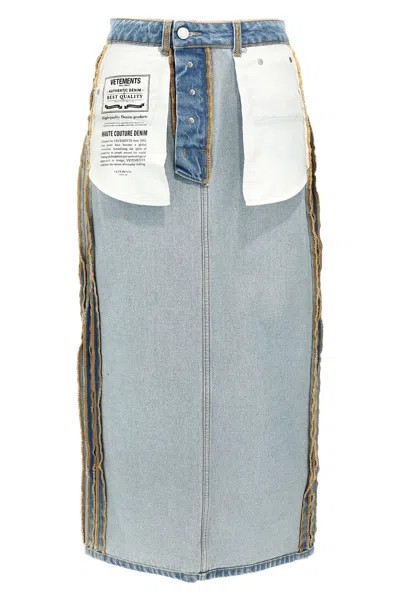 Vetements 'inside-out Denim' Skirt In Light Blue
