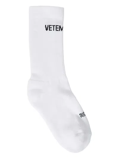 Vetements Intarsi Knit-logo Socks In White