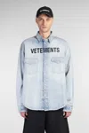 Vetements Blue Embroidered Logo Denim Shirt In Blue