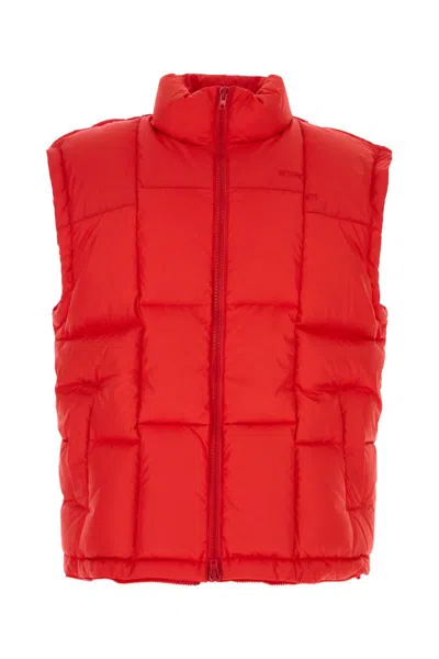 Vetements High Collar Puffer Vest In Red