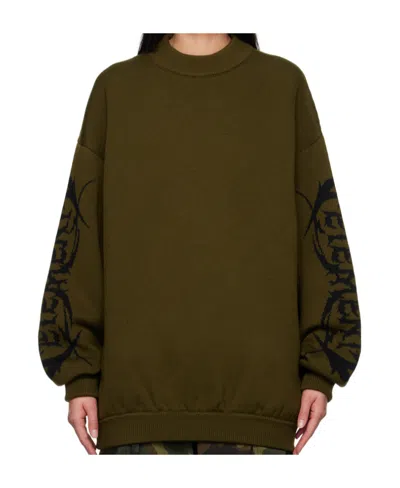 Vetements Khaki Jacquard Sweater