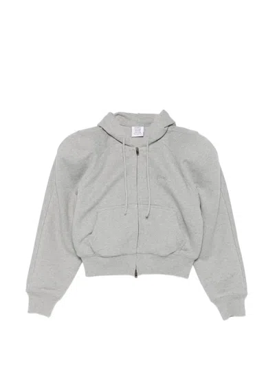 Vetements Jersey Zip Hoodie In Gray
