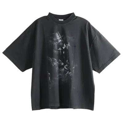 Pre-owned Vetements Jesus On A Cross Distressed T-shirt 'washed Out Black' | Men's Size L