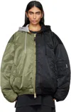 Vetements Khaki & Black Alpha Industries Edition Split Hooded Reversible Bomber Jacket In Green / Black