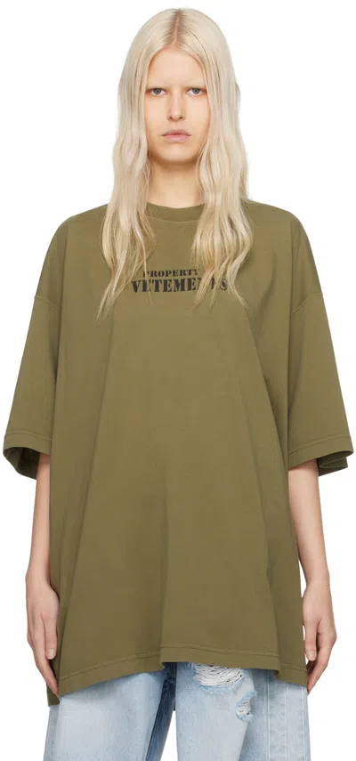 Vetements Khaki 'property Of ' T-shirt