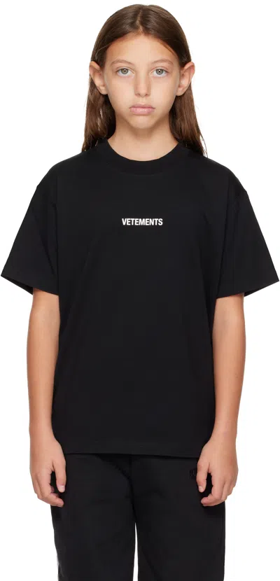 Vetements Kids Black Logo T-shirt