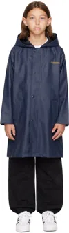 Vetements Kids Navy Iconic Logo Rain Coat In Navy