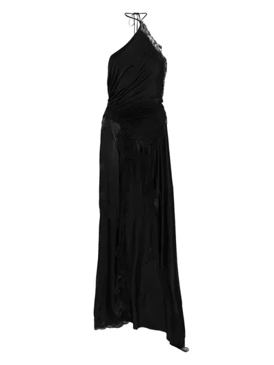 Vetements Lace Asymmetric Maxi Dress In Black
