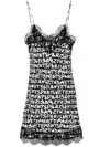 Vetements Lace-detail Logo-print Dress In Black