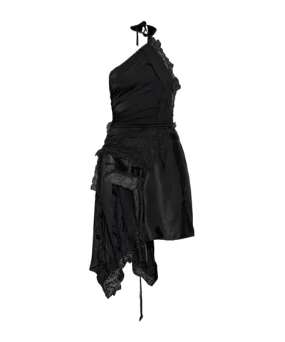 Vetements Lace-detailed Asymmetric Dress In Black