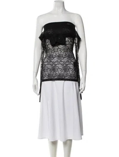 Pre-owned Vetements Lace Styling Open Shoulder Silk Top In Black