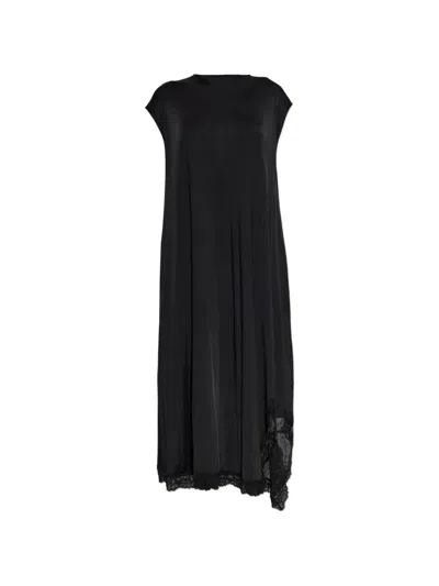 Vetements Lace-trim Asymmetric Dress In Multi