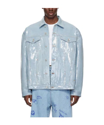 Vetements Lapel Long-sleeved Denim Jacket In Blue