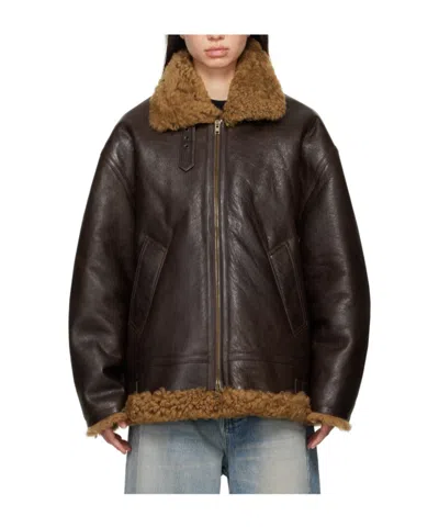 Vetements Lapel Long-sleeved Leather Jacket In Black