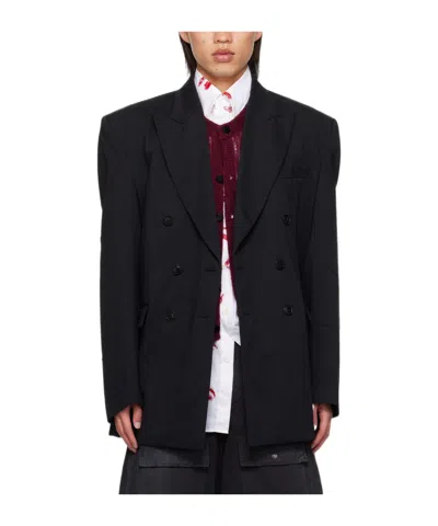 Vetements Lapel Long-sleeved Suit Coat In Black
