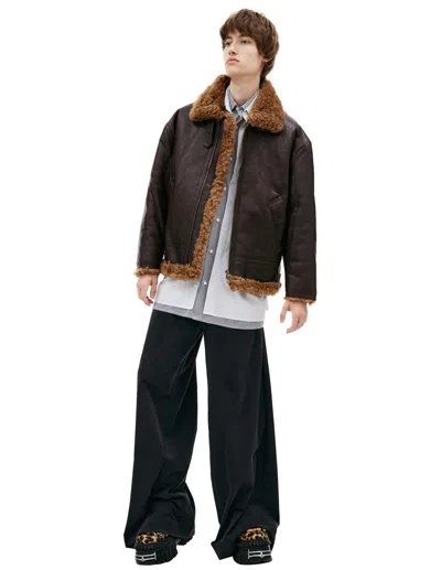 Vetements Oversized Shearling Jacket In Brown