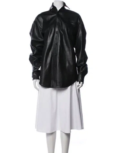 Pre-owned Vetements Leather Coat In Black