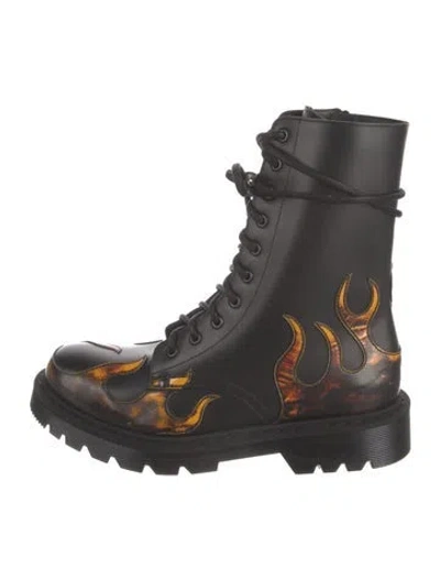 Pre-owned Vetements Leather Combat Boots In Black