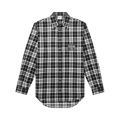 Pre-owned Vetements Leather Cross Flannel Shirt 'black/cream Check' | Men's Size Xl