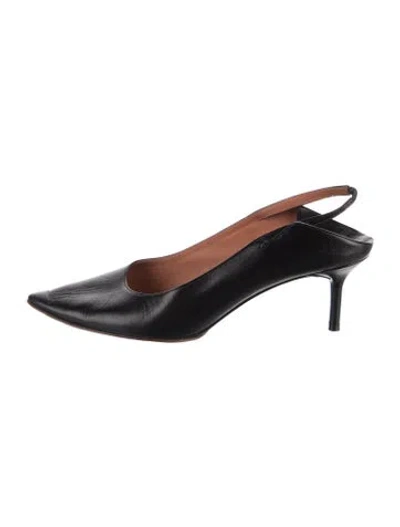 Pre-owned Vetements Leather Distressed Accents Slingback Pumps In Black