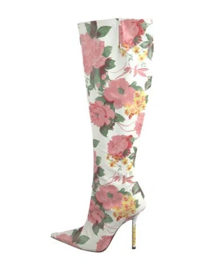 Pre-owned Vetements Leather Floral Print Boots In White