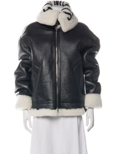 Pre-owned Vetements Leather Graphic Print Bomber Jacket In Black