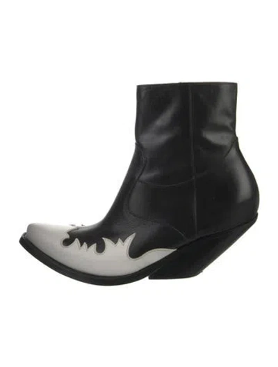 Pre-owned Vetements Leather Leather Trim Embellishment Sock Boots In Black