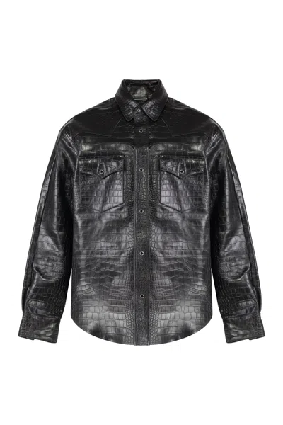 Vetements Leather Overshirt In Black
