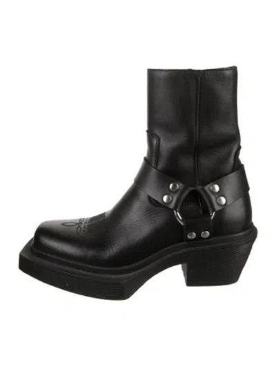 Pre-owned Vetements Leather Studded Accents Moto Boots In Black