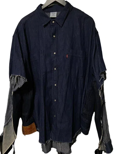 Pre-owned Vetements Levi's Cutout Denim Shirts In Navy