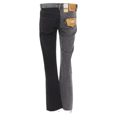 Pre-owned Vetements Levi's Leather Patchwork Denim Jeans In Grey