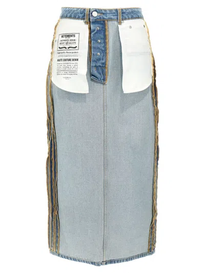 VETEMENTS LIGHT BLUE INSIDE-OUT SKIRT