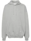 VETEMENTS LIGHT GREY COTTON BLEND HOODIE WITH EMBROIDERED LOGO AND FRENCH TERRY LINING