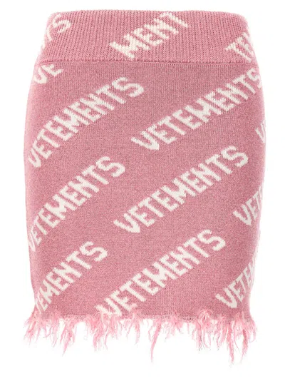 VETEMENTS LIGHT PINK ICONIC LUREX MONOGRAM SKIRT