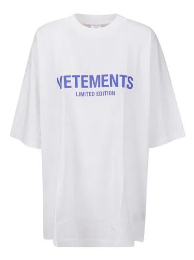 Vetements Limited Edition Logo T-shirt In White / Blue