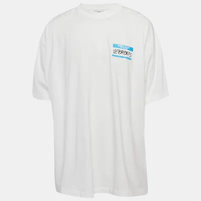 Pre-owned Vetements Limited Edition Unisex White Printed Jersey Oversized T-shirt M