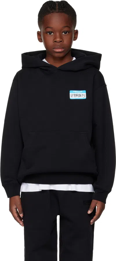 Vetements Little Kids Black 'my Name Is' Hoodie