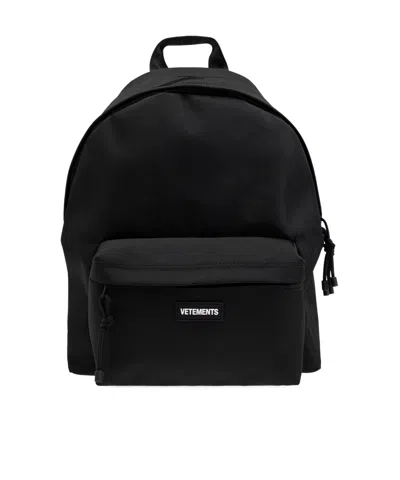 Vetements Logo Backpack In Black