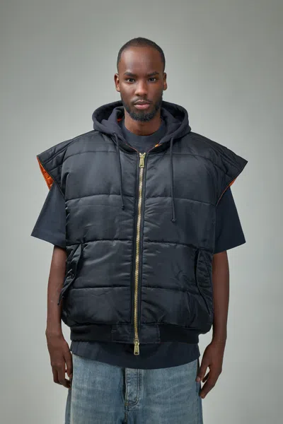 Vetements Logo Bomber Vest With A Hood In Black