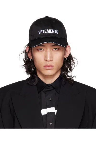 Pre-owned Vetements Logo Cap In Black